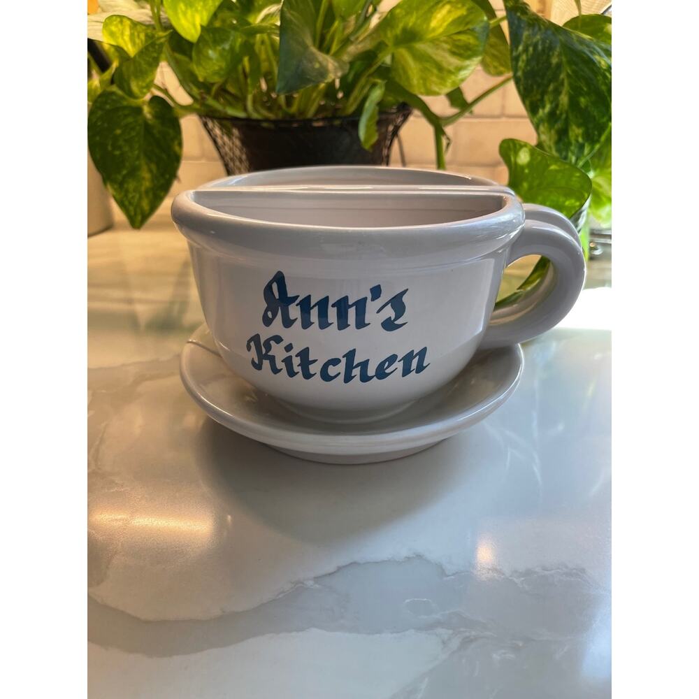 Personalized Ann's Kitchen Stoneware Decorative Tea Cups and Saucers - Picture 12 of 12